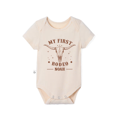Custom My First Rodeo Bamboo Bodysuit