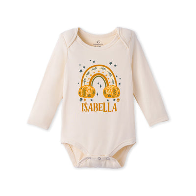 Custom Name Fall Halloween Baby Bamboo Bodysuit