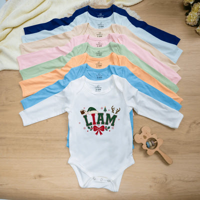 Custom Name First Christmas Baby Onesie Bodysuit