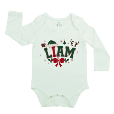Custom Name First Christmas Baby Onesie Bodysuit