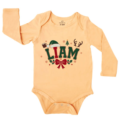 Custom Name First Christmas Baby Onesie Bodysuit