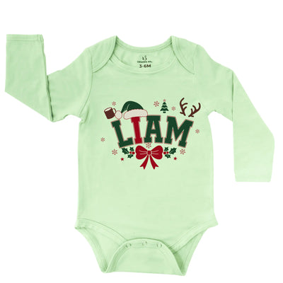 Custom Name First Christmas Baby Onesie Bodysuit