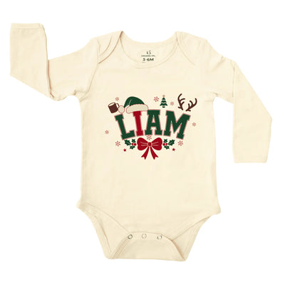 Custom Name First Christmas Baby Onesie Bodysuit