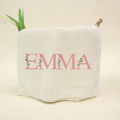 Custom Name Floral Baby Blanket