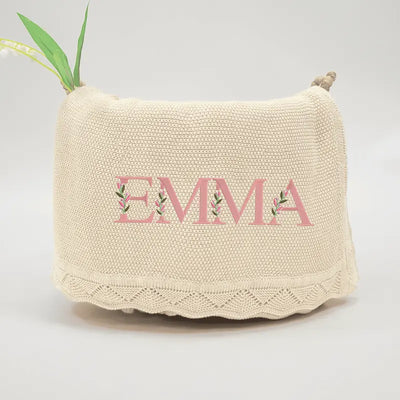 Custom Name Floral Baby Blanket