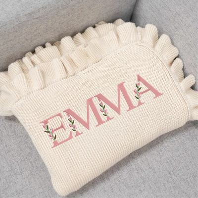 Custom Name Floral Baby Blanket