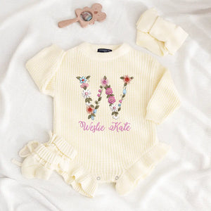 Custom Floral Embroidered Baby Romper