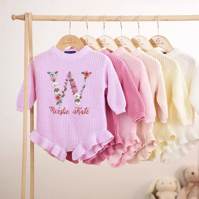 Custom Floral Embroidered Baby Romper