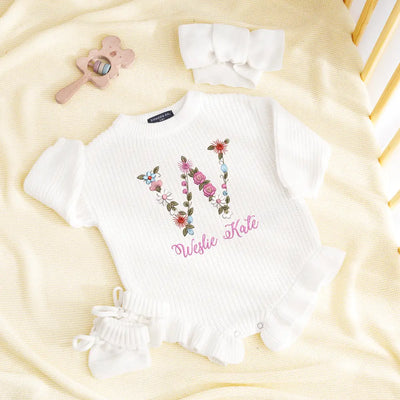 Custom Floral Embroidered Baby Romper