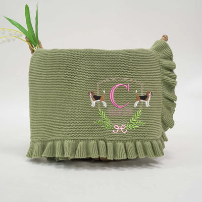 Custom Name Initial Beagle Dog Baby Blanket