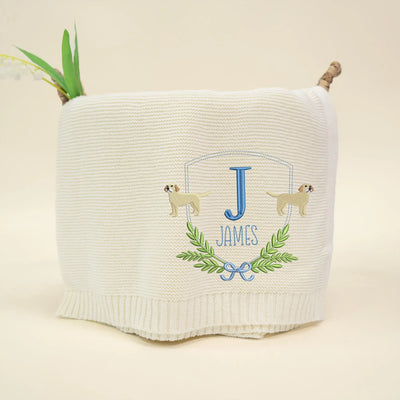 Custom Name Labrador Retriever Dog Baby Blanket