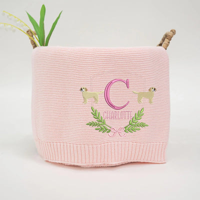Custom Name Labrador Retriever Dog Baby Blanket