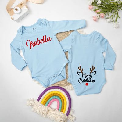 Custom Name Merry Christmas Baby Onesie