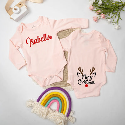 Custom Name Merry Christmas Baby Onesie