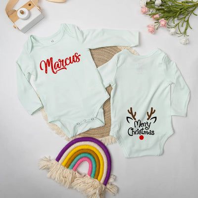 Custom Name Merry Christmas Baby Onesie
