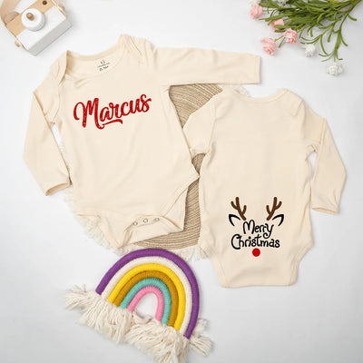 Custom Name Merry Christmas Baby Onesie