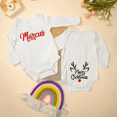 Custom Name Merry Christmas Baby Onesie