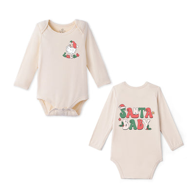 Custom Name Retro Santa Baby Bamboo Baby Bodysuit