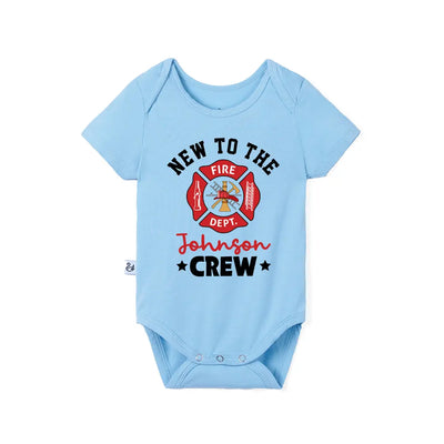 Custom New To The Crew Firefighter Baby Onesie