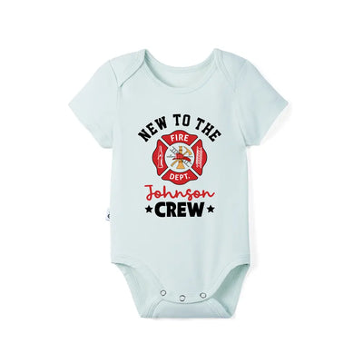 Custom New To The Crew Firefighter Baby Onesie