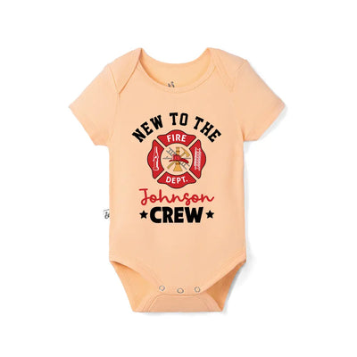Custom New To The Crew Firefighter Baby Onesie