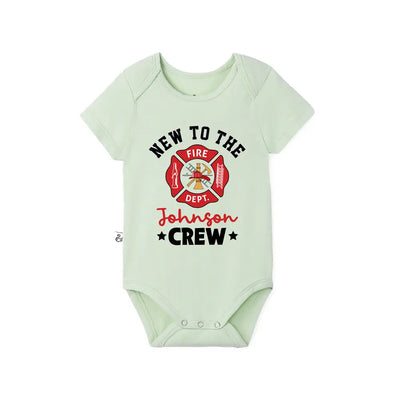 Custom New To The Crew Firefighter Baby Onesie
