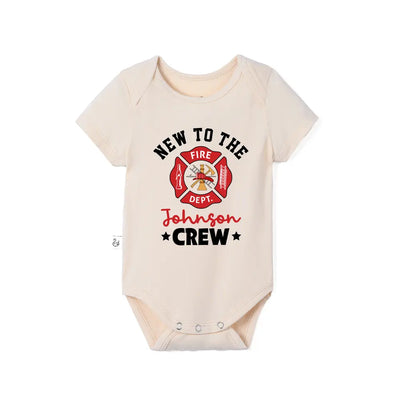 Custom New To The Crew Firefighter Baby Onesie