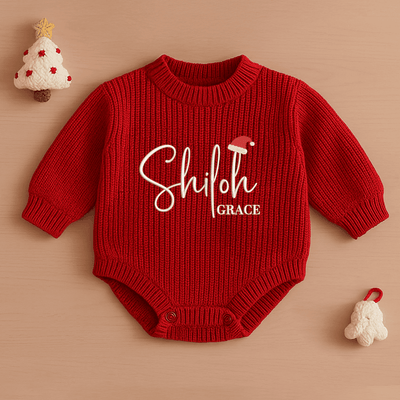 Custom Santa Hat Baby Name Romper - SwaddleAn