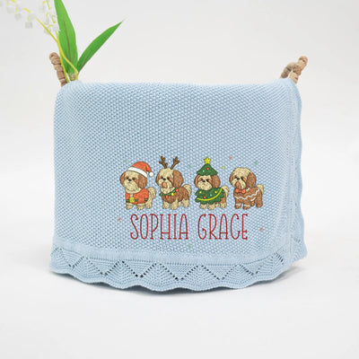 Custom Shih Tzu Embroidery Baby Blanket - SwaddleAn
