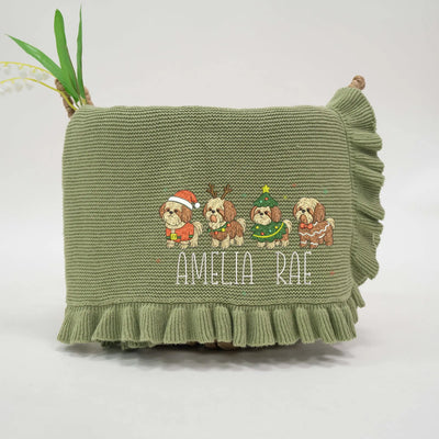 Custom Shih Tzu Embroidery Baby Blanket - SwaddleAn