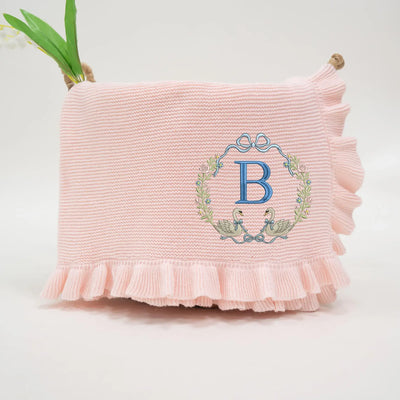 Custom Swan and Flowers Initial Name Baby Blanket