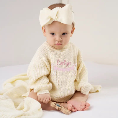 Custom Valentines Heart Baby Name Romper