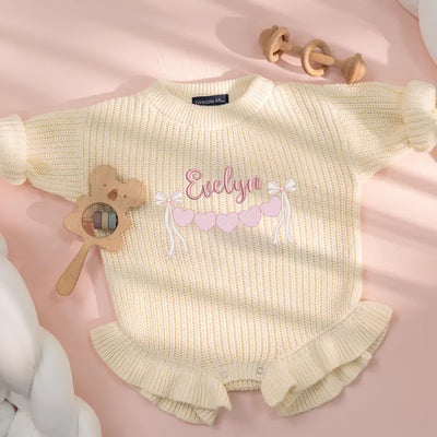 Custom Valentines Heart Baby Name Romper