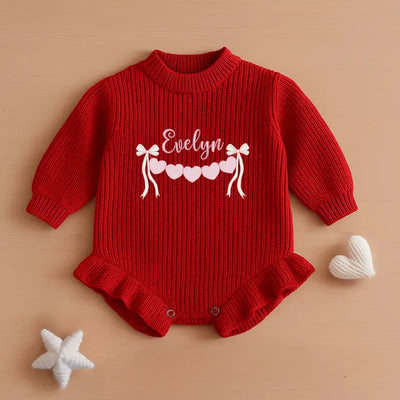Custom Valentines Heart Baby Name Romper