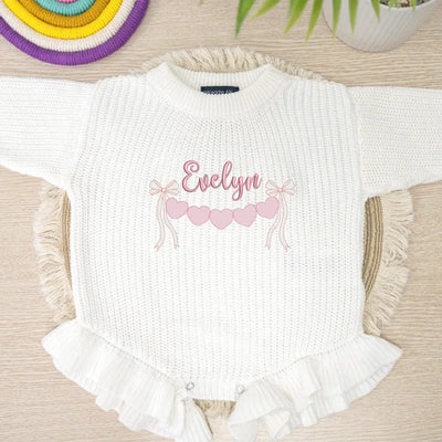 Custom Valentines Heart Baby Name Romper