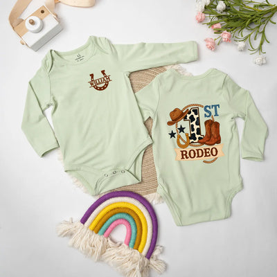 Custom Western Cowboy 'First Rodeo' Baby Onesie