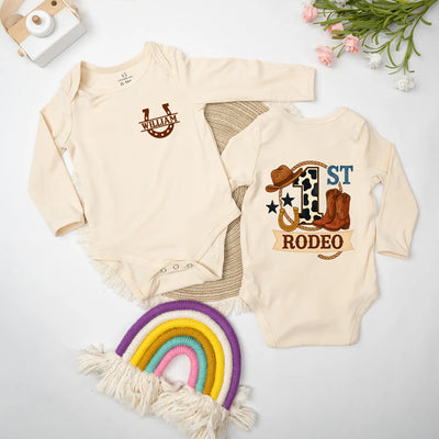 Custom Western Cowboy 'First Rodeo' Baby Onesie