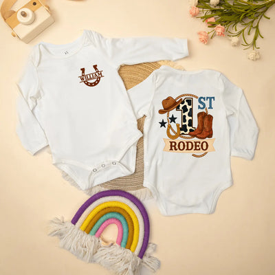 Custom Western Cowboy 'First Rodeo' Baby Onesie