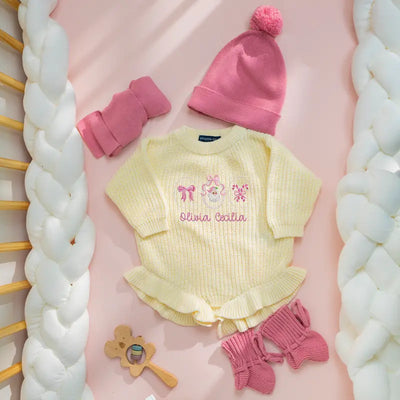 Cute Pink Ribbon Santa Embroidery Baby Romper