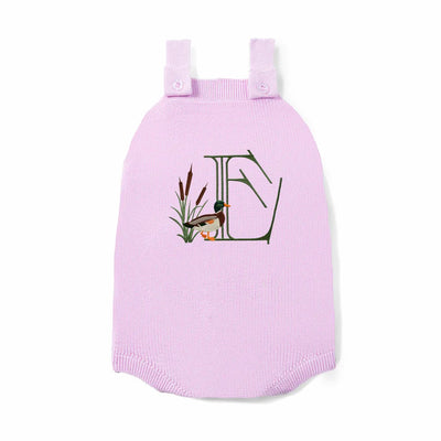 Custom Mallard Duck Initial Button Strap Romper