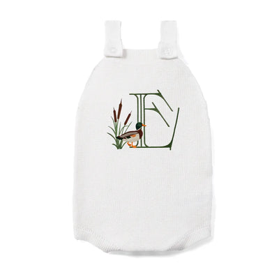 Custom Mallard Duck Initial Button Strap Romper
