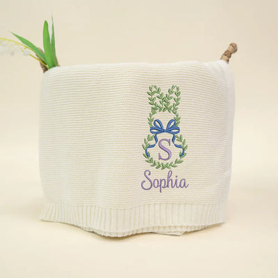 Easter Bunny Monogram Baby Embroidery Blanket