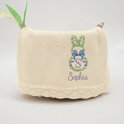 Easter Bunny Monogram Baby Embroidery Blanket