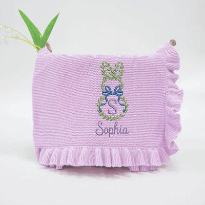 Easter Bunny Monogram Baby Embroidery Blanket