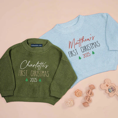 Personalized First Christmas Name Baby Sweater