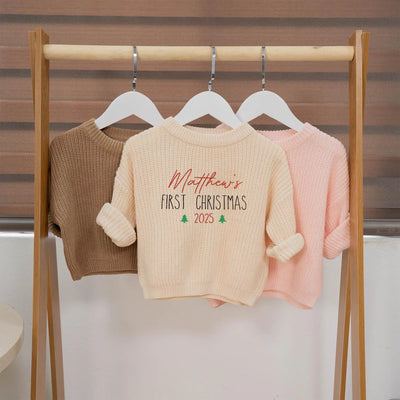 Personalized First Christmas Name Baby Sweater