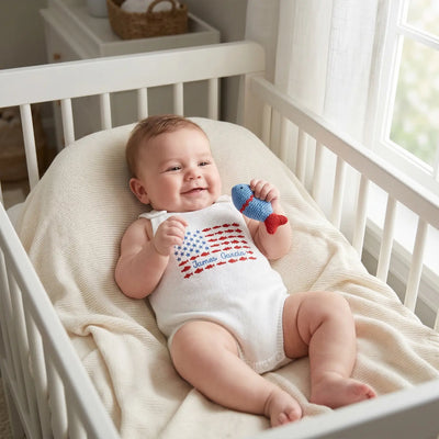 Embroidered 4th of July Fishing Strap Romper