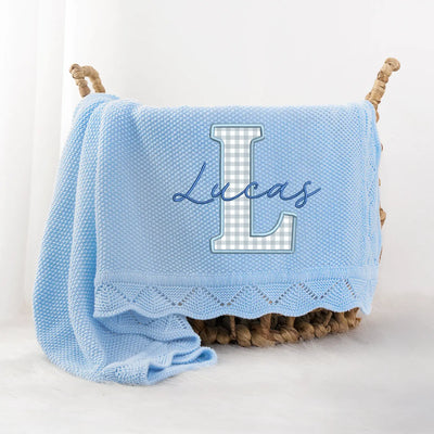 Embroidered Applique Blue Baby Blanket