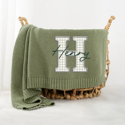 Embroidered Applique Green Baby Blanket