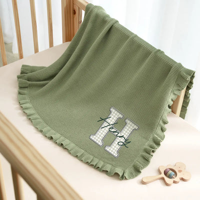 Embroidered Applique Green Baby Blanket